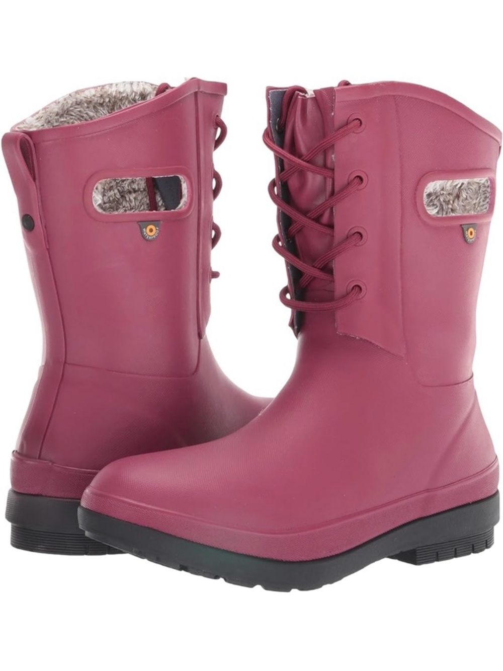 BOGS | Cranberry Amanda Plush II Waterproof Lace-up Rain Boots | Size 6